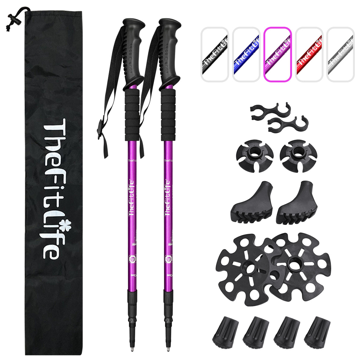 TheFitLife Nordic Walking Trekking Poles 2 Pack with Antishock and Q