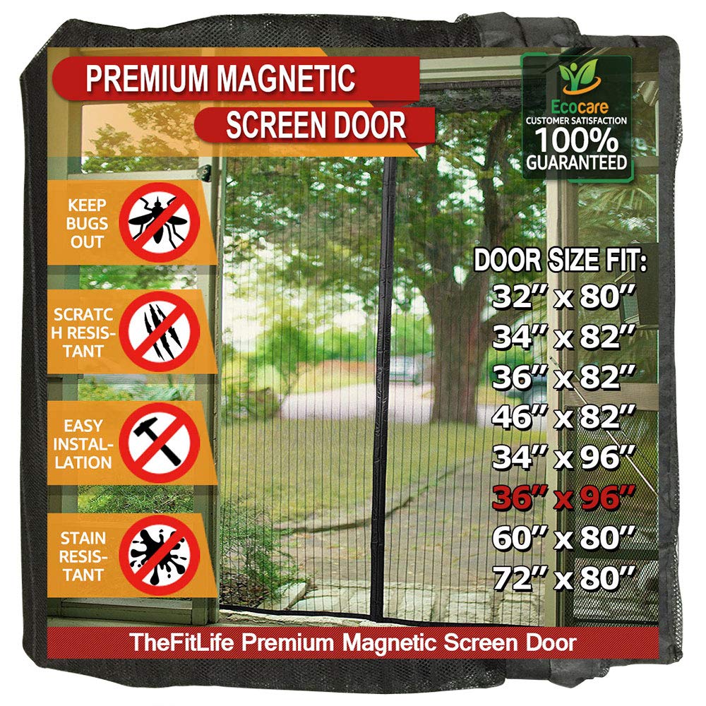 TheFitLife Magnetic Screen Door - Heavy Duty Mesh Curtain with Full Fr